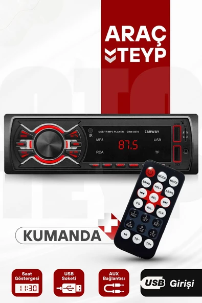 Kingstar Çift Usb'li Bluetooth Oto Teyp Araba Teyibi Kumandalı Oto Teyip Mp3 Çalar Amfi Çıkışlı