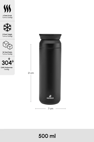 Karaca  Rainbow Siyah Paslanmaz Çelik Termos 500ml (8 SAATE KADAR SICAK/SOĞUK TUTMA) - 2