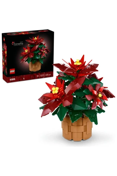 LEGO  Icons Ponssetya 10370 Yetişkinler İçin Atatürk Çiçeği (Poinsettia) Yapım Seti (608 Parça)