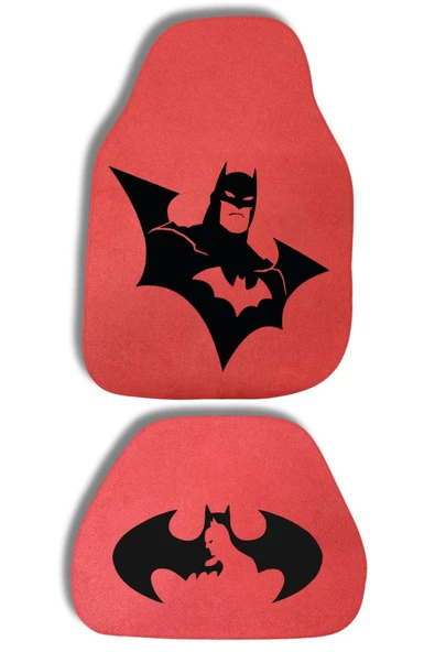 Kingstar Batman Logolu Kırmızı Oto Paspas Halı Seti 4 Parça - Her Araca Uygun