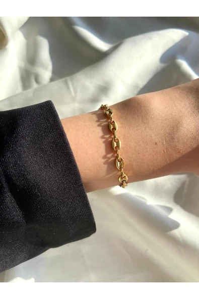 LUXSTONE  Düğme Model Gold Çelik Bileklik - 2