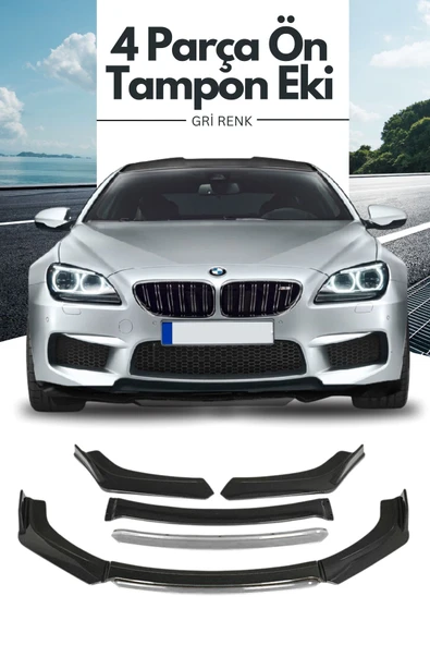 Kingstar Gri 4 Parça Ön Lip Universal Ön Tampon Eki Piano Black