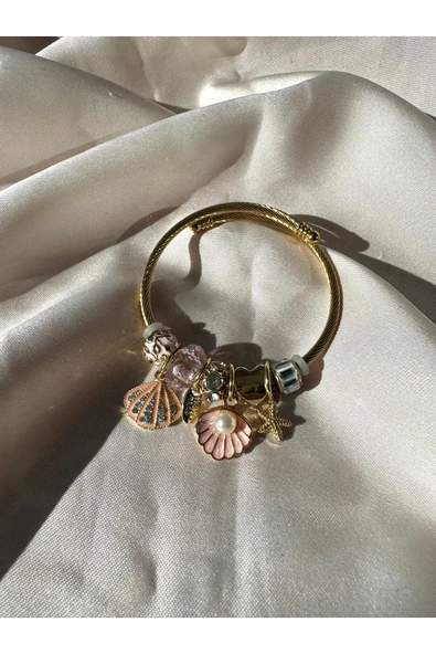 LUXSTONE  İncili İstiridye Kabuğu Gold Çelik Bileklik ürün görseli