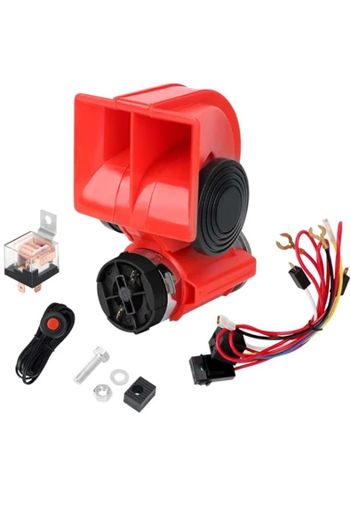 Kingstar Ferrari Kırmızı Korna 12V Kompresörlü 2 Tonlu F1 Korna
