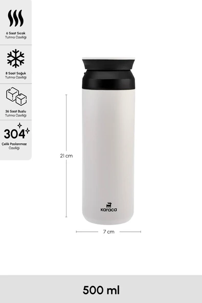 Karaca  Rainbow Krem Paslanmaz Çelik Termos 500ml (8 SAATE KADAR SICAK/SOĞUK TUTMA) - Resim 2