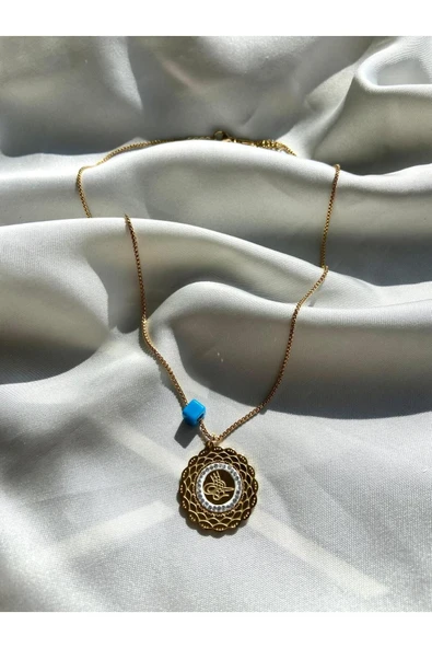 LUXSTONE  Tuğralı Kuyumcu Işçilik Gold Çelik Kolye