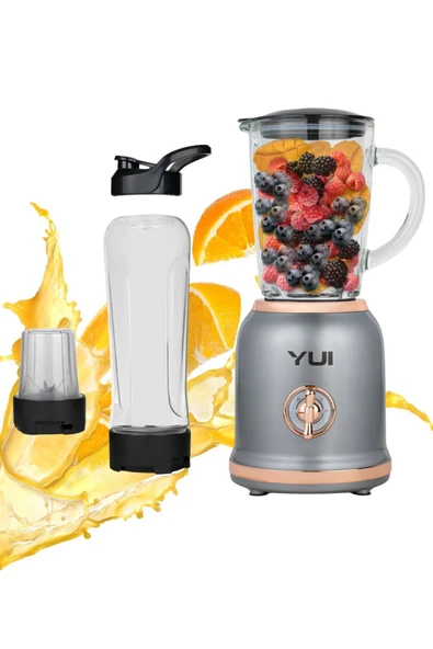 Yui  Kişisel Blender Seti - M18 (450 ml Kulplu Cam Hazne, 600 ml Smoothie Bardağı, 180 ml Kahve Öğütücü) - 2