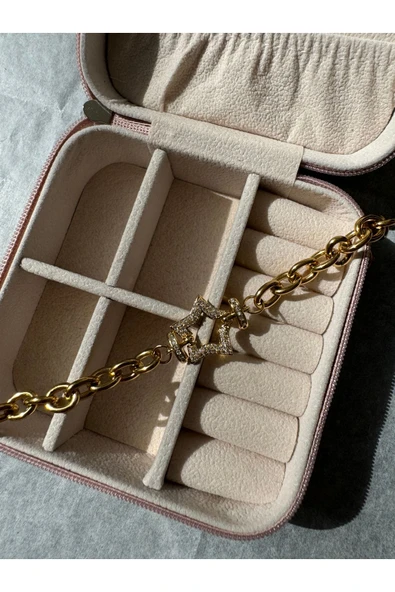 LUXSTONE  Yıldız Zirkon Taşlı Gold Çelik Bileklik - 3