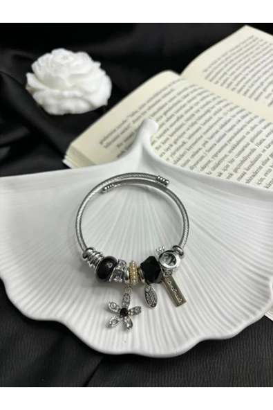 LUXSTONE  Çiçek Figür Çelik Charm Bileklik