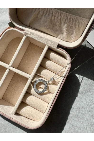 LUXSTONE  Zirkon Halka Gümüş Çelik  Kolye - 2