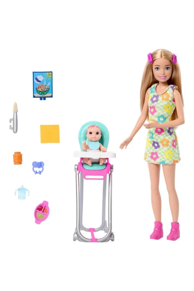 Barbie  ® Skipper® Bebek Bakıcısı™ Sarı Saçlı Bebek ve Oyun Seti | HTK35