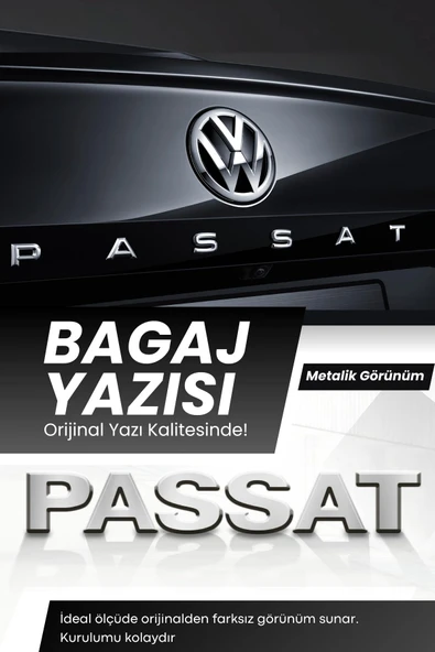 Kingstar Volkswagen Passat Model Araç Ölçüsüne Uyumlu Orijinal Bagaj Yazısı  Krom