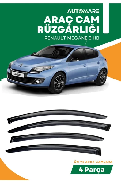 Kingstar RENAULT MEGANE 3 HB  uyumlu oto camlara özel ölçü cam rüzgarlığı rüzgarlık