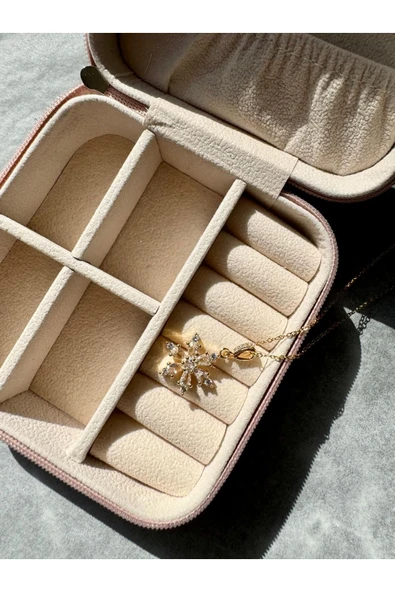 LUXSTONE  Kar Çiçeği Gold Çelik  Kolye - 2