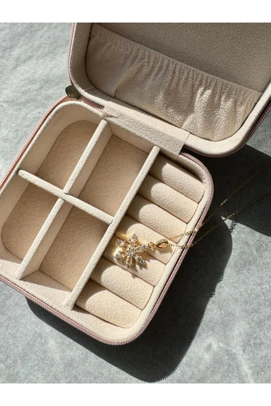 LUXSTONE  Kar Çiçeği Gold Çelik  Kolye - 3