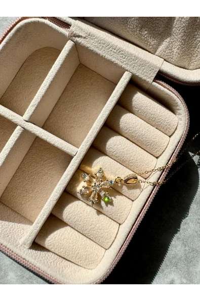 LUXSTONE  Kar Çiçeği Gold Çelik  Kolye