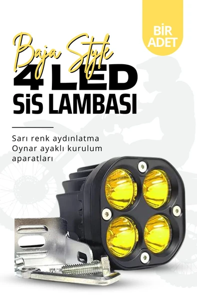 Kingstar 40w Baja Style Delici 8 Cm Ultra Parlak Led Projektor Motosiklet ATV SUV Off Road - Sarı