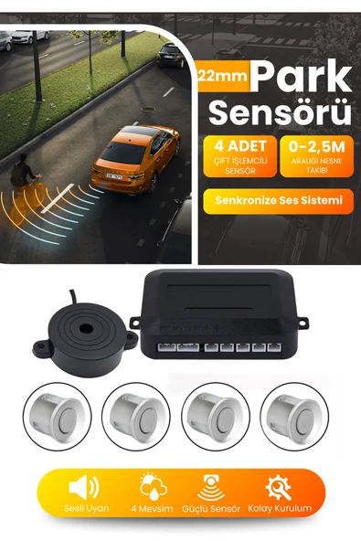 Kingstar 22 Mm Gri Araç Park Sensörü Ses Ikazlı Sensör Göz