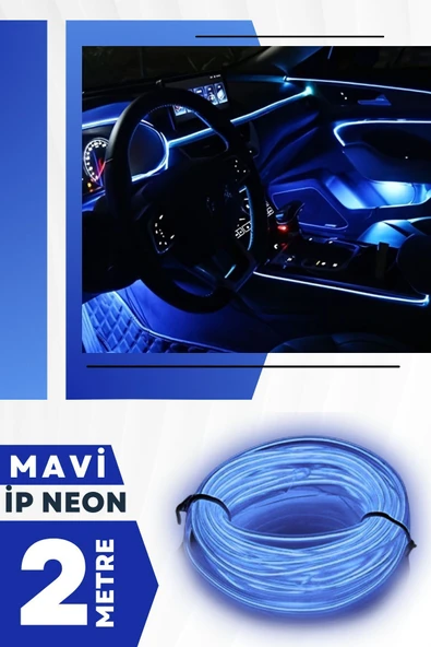 Kingstar Araç Içi Mavi Neon Ledi Ip Led Torpido Ledi 2 Metre Neon Led