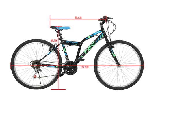 Bisiklet Strong 24" Jant 21 Vites Erkek Dağ Bisikleti Siyah - Mavi - Resim 4