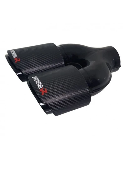 Kingstar Akrapoviç 90 mm Çiftli Egzoz Ucu - Krom İç, Mat Karbon DUAL Uyumlu (Sağ/Sol Takım)