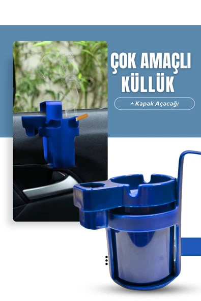 Kingstar Mavi Araç içi Askılıklı Çakmaklık Bölmeli Soda Aaçacaklı Poşet Askılı Küllük