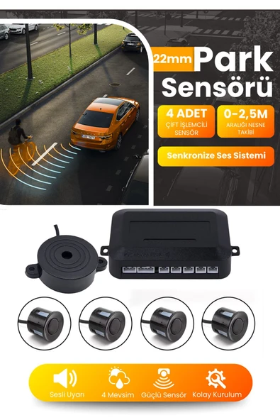 Kingstar 22 Mm Siyah Araç Park Sensörü Ses Ikazlı Sensör Göz