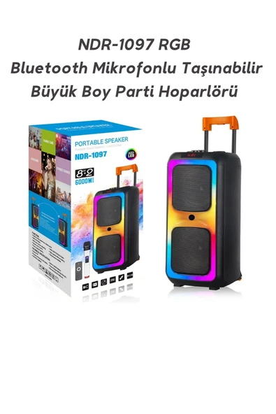 NDR-1097 Büyük Boy Bluetooth Hoparlör Kablosuz Tekerlekli Taşınabilir Kablosuz Speaker Toplantı Anfi - 2