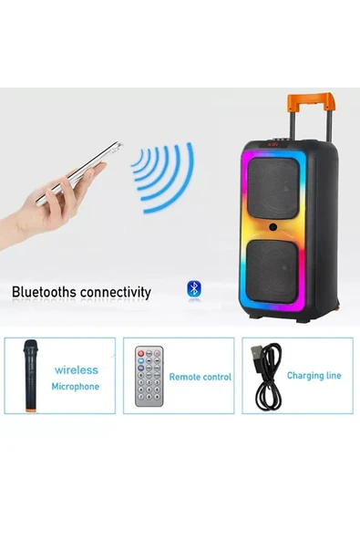 NDR-1097 Büyük Boy Bluetooth Hoparlör Kablosuz Tekerlekli Taşınabilir Kablosuz Speaker Toplantı Anfi