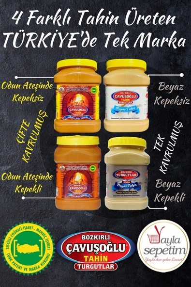 Bozkırlı Çavuşoğlu Odun Ateşinde Çifte Kavrulmuş Kepeksiz Bozkır Tahini 930g X 12'li Paket - 1 Koli - 3