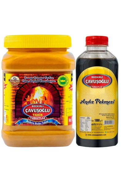 Bozkırlı Çavuşoğlu Odun Ateşinde Kepeksiz Bozkır Tahini 930g + Andız Pekmezi 930g