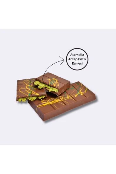 ATOMELLA %77 Antep Fıstık Ezmesi 200gr (DUBAİ ÇİKOLATASINA ÖZEL YÜKSEK FISTIK ORANI) - Resim 4