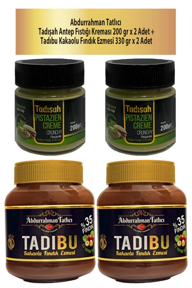 Abdurrahman Tatlıcı Abdurrahman Tatlıcı Tadışah Antep Fıstığı Kreması X 2 Adet + Tadıbu Kakaolu Fındık Ezmesi X 2 Adet