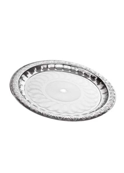 Çelik Çay Tepsisi 36 cm Paslanmaz Çelik Tepsi - 2