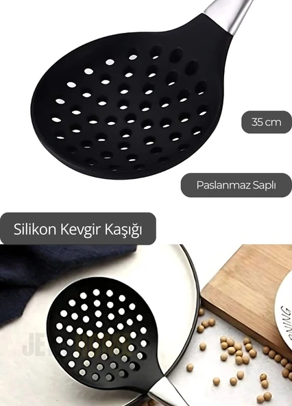 Silikon Kevgir Kaşığı Paslanmaz Saplı 35 cm - 2