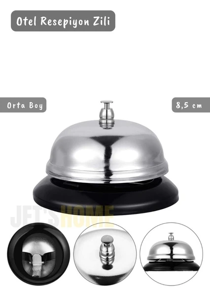 Otel Zili Resepsiyon Zili Restoran Zili Bar Zili Mutfak Zil Paslanmaz Çelik 8,5 cm - 3
