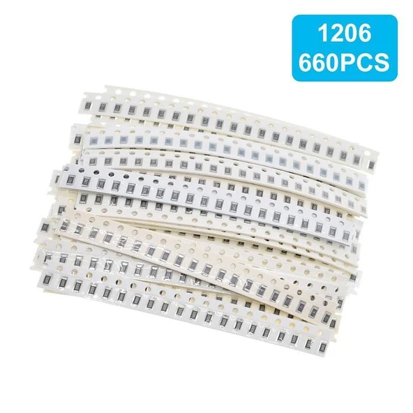 660 Adet 1R/1Mr 1206 Kılıf Smd Direnç Seti %1 33 Farklı Değerde Şeffaf Poşette - 2