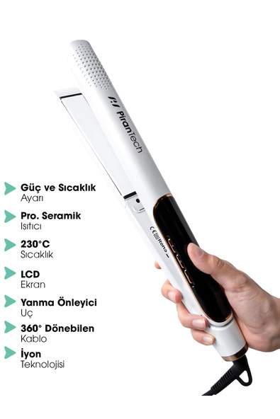 Pirantech Ta-2638 Dijital Ekranlı Seramik Plaka Sıcaklık Ayarlı Yeni Nesil Saç Düzleştirici