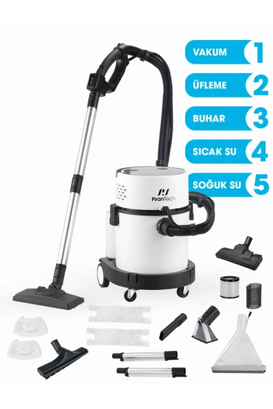 Pirantech RLZ-208 Buharlı Temizlik Robotu Vakumlu Halı Koltuk Yıkama 1200W 18 Kpa 5 Fonksiyonlu