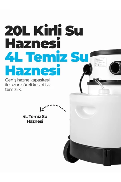 Pirantech RLZ-208 Buharlı Temizlik Robotu Vakumlu Halı Koltuk Yıkama 1200W 18 Kpa 5 Fonksiyonlu - 2