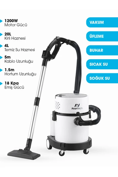 Pirantech RLZ-208 Buharlı Temizlik Robotu Vakumlu Halı Koltuk Yıkama 1200W 18 Kpa 5 Fonksiyonlu - 5