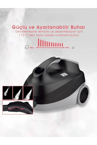 Pirantech CB-107C 2000 W Siyah Buharlı Temizleyici - 4