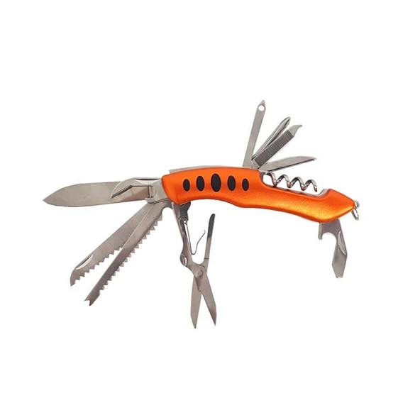 Çok fonksiyonlu 11in1 İsviçre Çakı Katlanır El Aletleri Kamp Turuncu