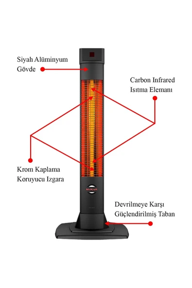 MirKraft Uzaktan Kumandalı Elektrikli Karbon Isıtıcı 2200 Watt Solaris - 2