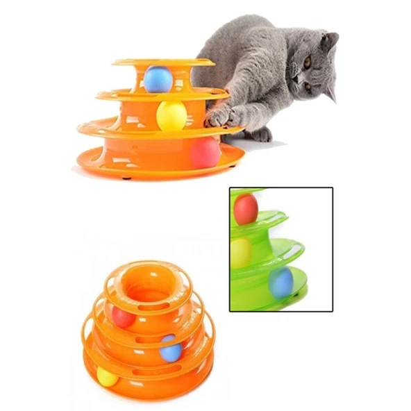 Eğlenceli Üç Katlı Kedi Oyuncağı Seti Oyuncağı - 4
