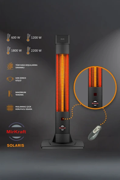 MirKraft Uzaktan Kumandalı Elektrikli Karbon Isıtıcı 2200 Watt Solaris - 4
