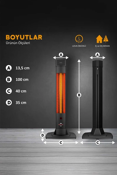 MirKraft Uzaktan Kumandalı Elektrikli Karbon Isıtıcı 2200 Watt Solaris - 3