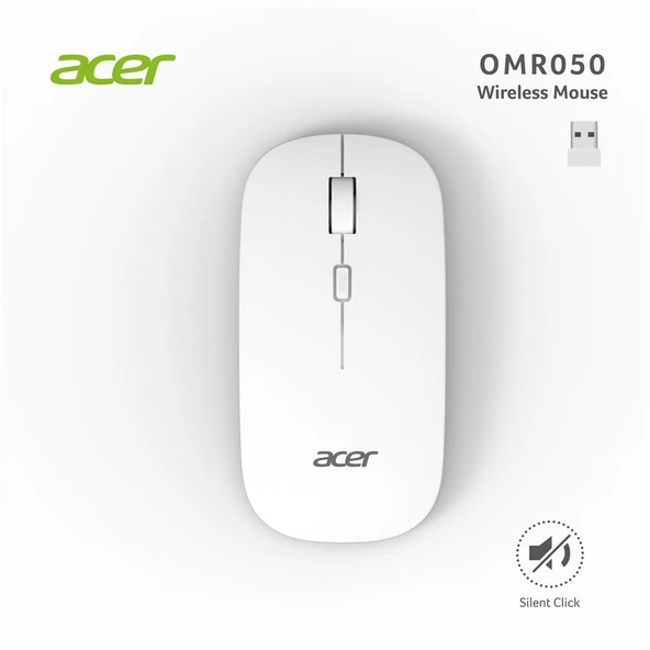 Acer Omr050 Beyaz Kablosuz Sessiz Tuşlu  Mouse 1000-1200-1600 DPI - 2