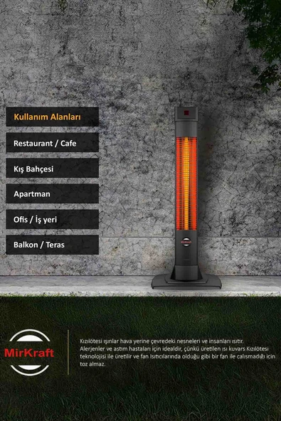 MirKraft Uzaktan Kumandalı Elektrikli Karbon Isıtıcı 2200 Watt Solaris - 5
