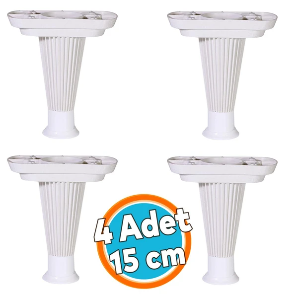(4 ADET) Mobilya Kanepe Puf Sehpa Konsol Ayağı Beyaz Baza Yükseltici Ayak 15 Cm - 1
